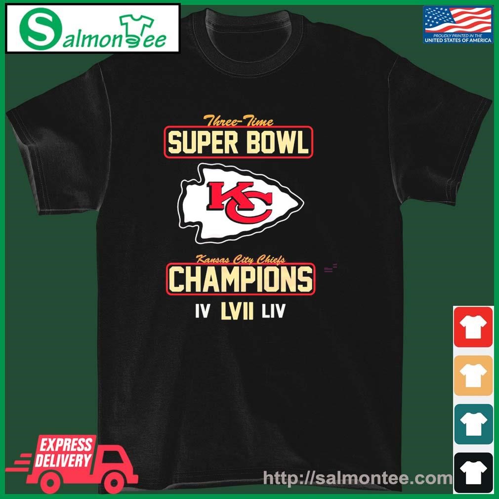 Kansas City Chiefs Three Time Super Bowl Champions shirt, hoodie, sweater,  long sleeve and tank top