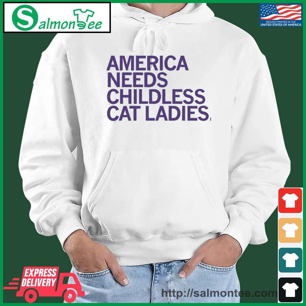 America Needs Cat Ladies s salmon white hoodie