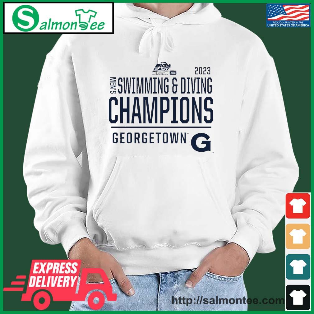Big East Men's Swimming & Diving 2023 Champions Georgetown Hoyas Shirt salmon white hoodie