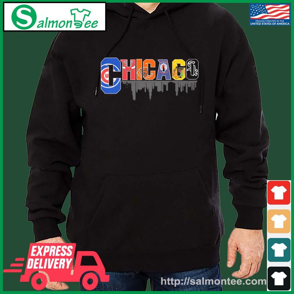 Chicago Skyline Sport Teams Logo Shirt salmon black hoodie
