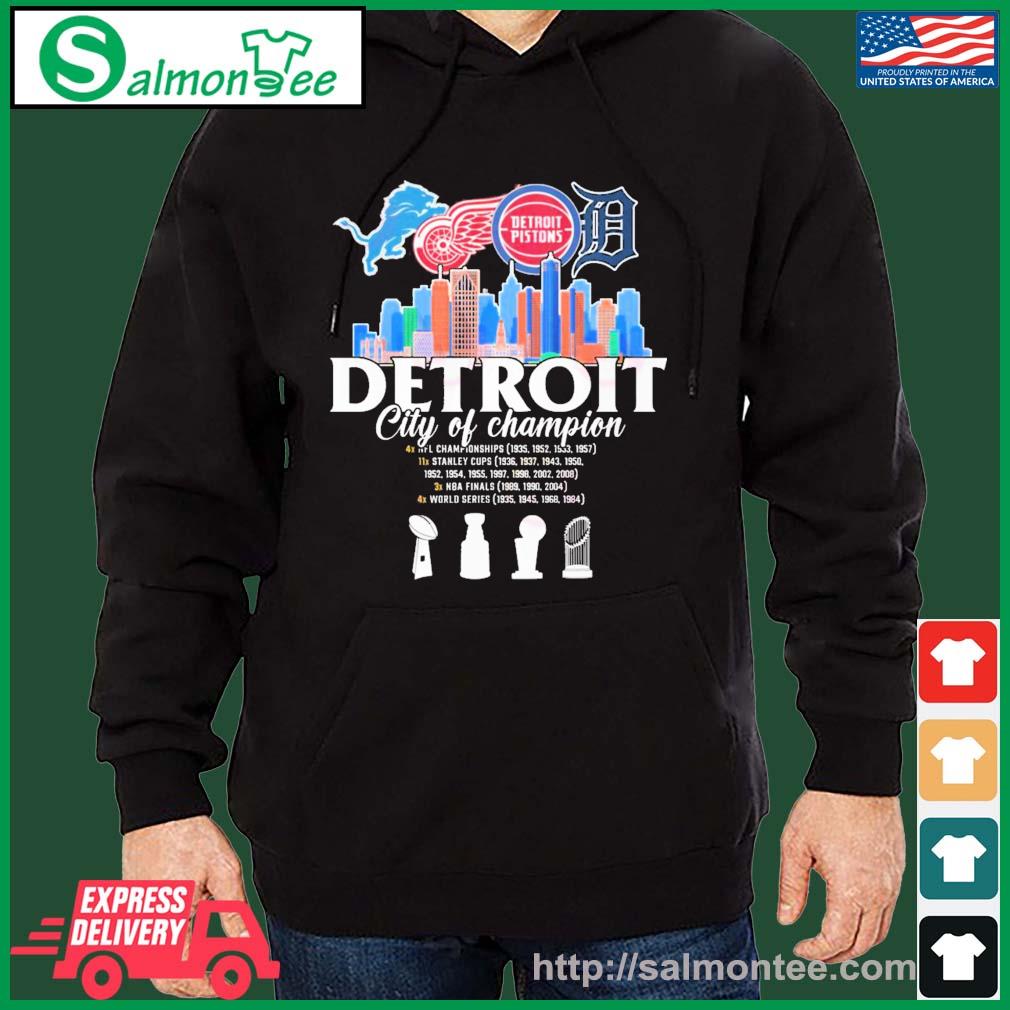 Detroit Skyline Sport Teams City Of Champion Shirt salmon black hoodie