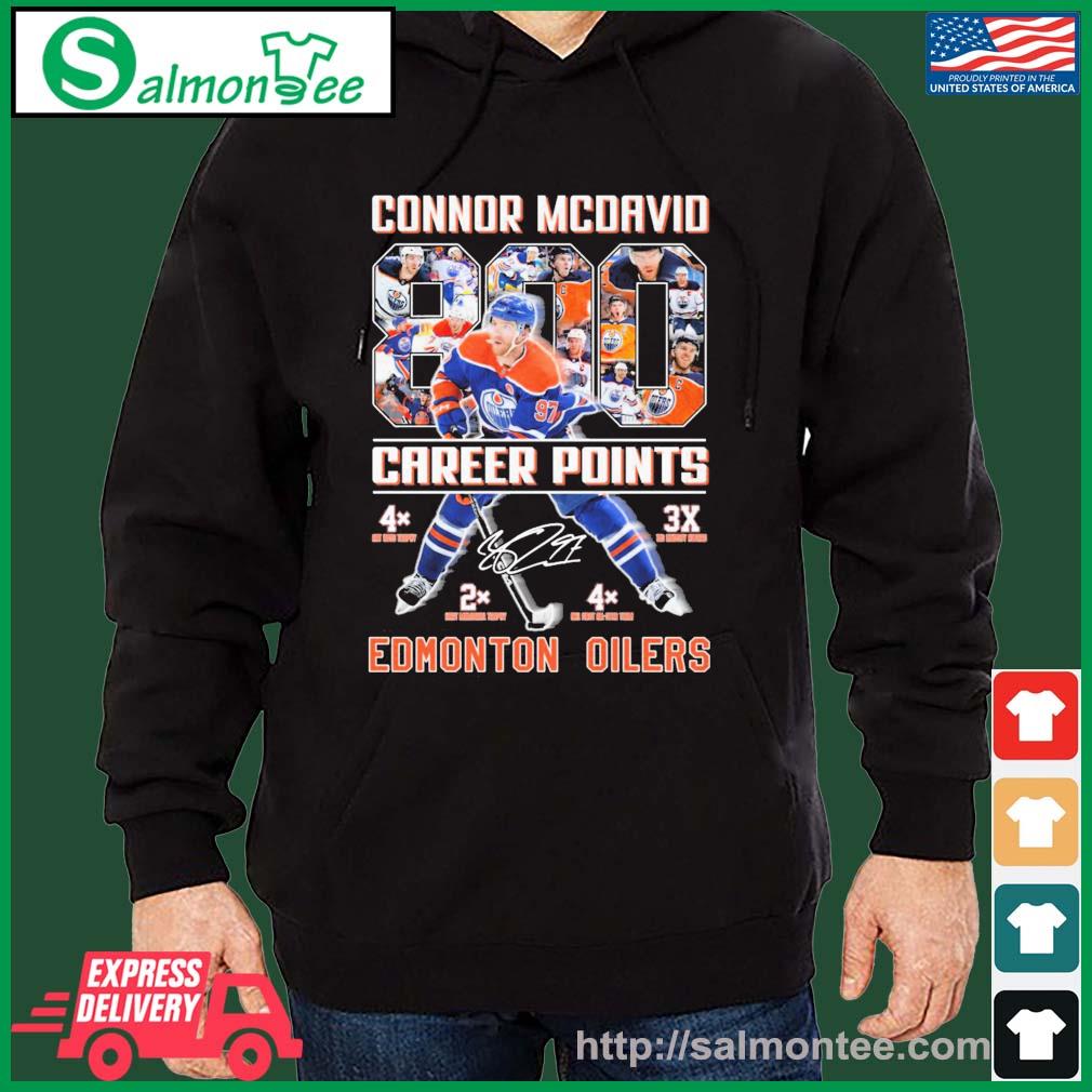 Edmonton Oilers Connor Mcdavid 800 Career Points Signature Shirt salmon black hoodie