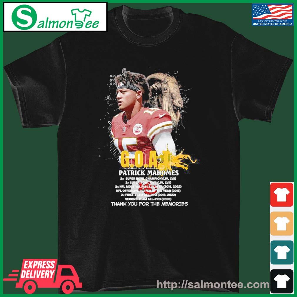G.o.a.t Patrick Mahomes Collection Appellation Thank You For Memories Shirt