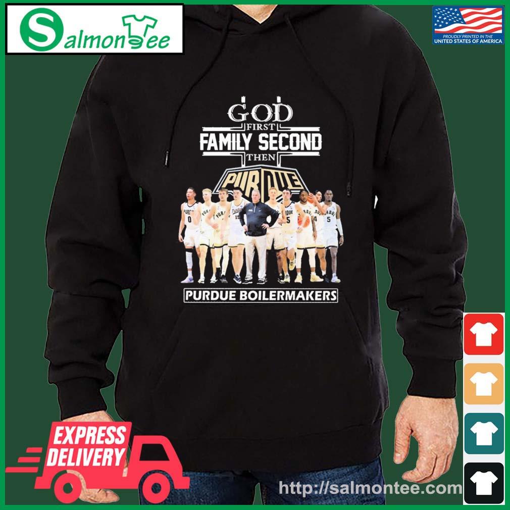 God Family Second First Then Purdue Boilermakers 2023 Big Ten Basketball Champions Shirt salmon black hoodie