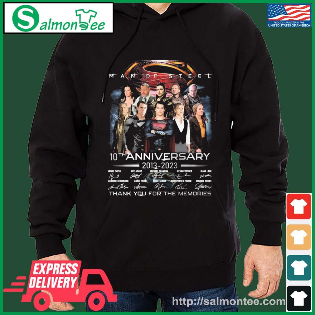 Man Of Steel 10th Anniversary 2013-2023 Thank You For The Memories Signatures Shirt salmon black hoodie