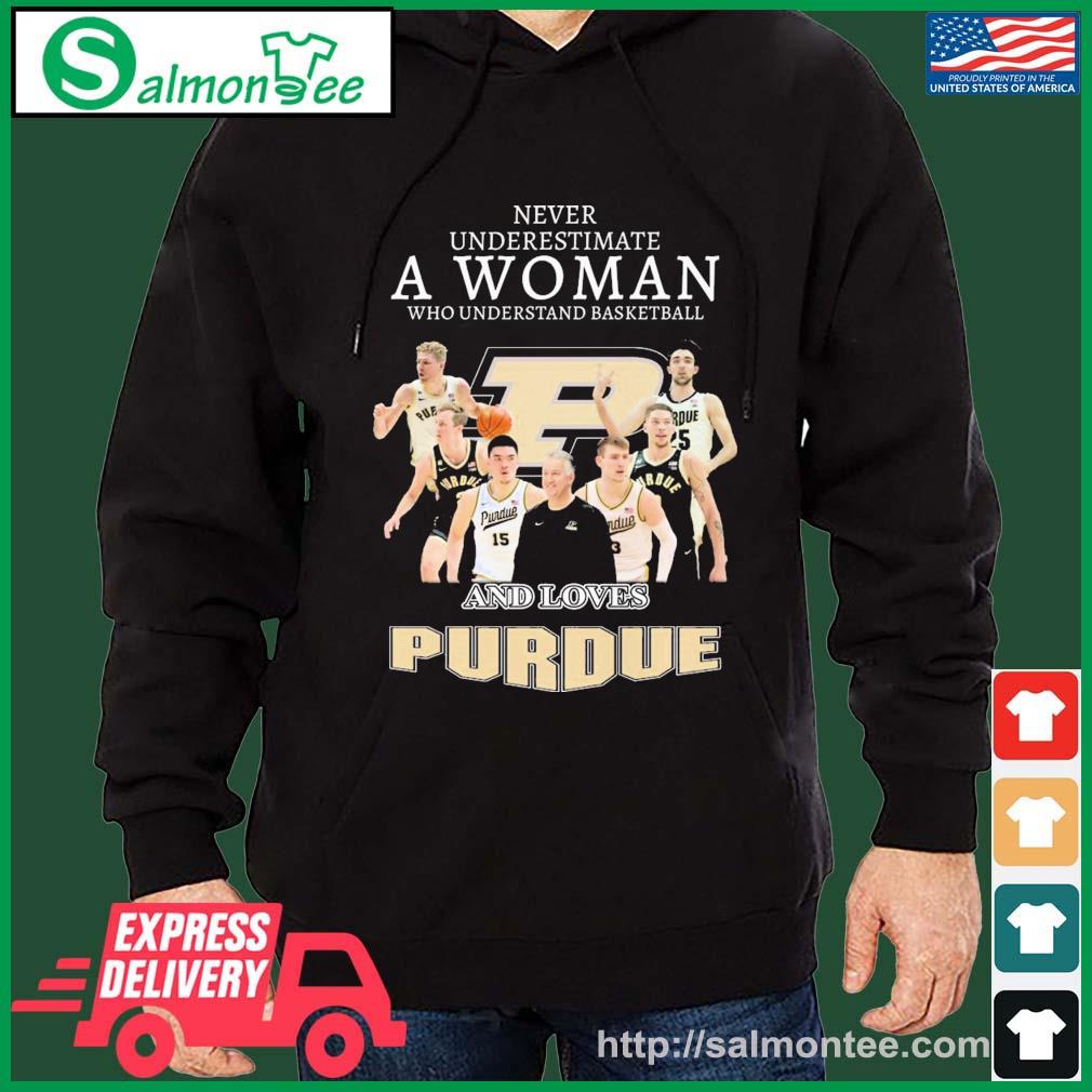 Never Underestimate A Woman Who Understands Basketball And Loves Purdue Boilermakers Basketball 2023 Big Ten Champions Shirt salmon black hoodie