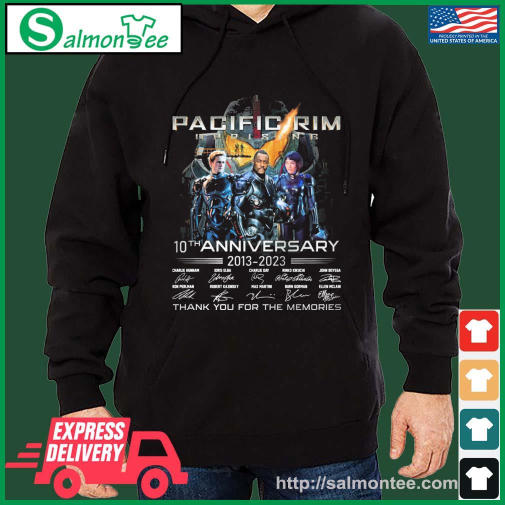 Pacific Rim Uprising 10th Anniversary 2013-2023 Thank You For The Memories Signatures Shirt salmon black hoodie