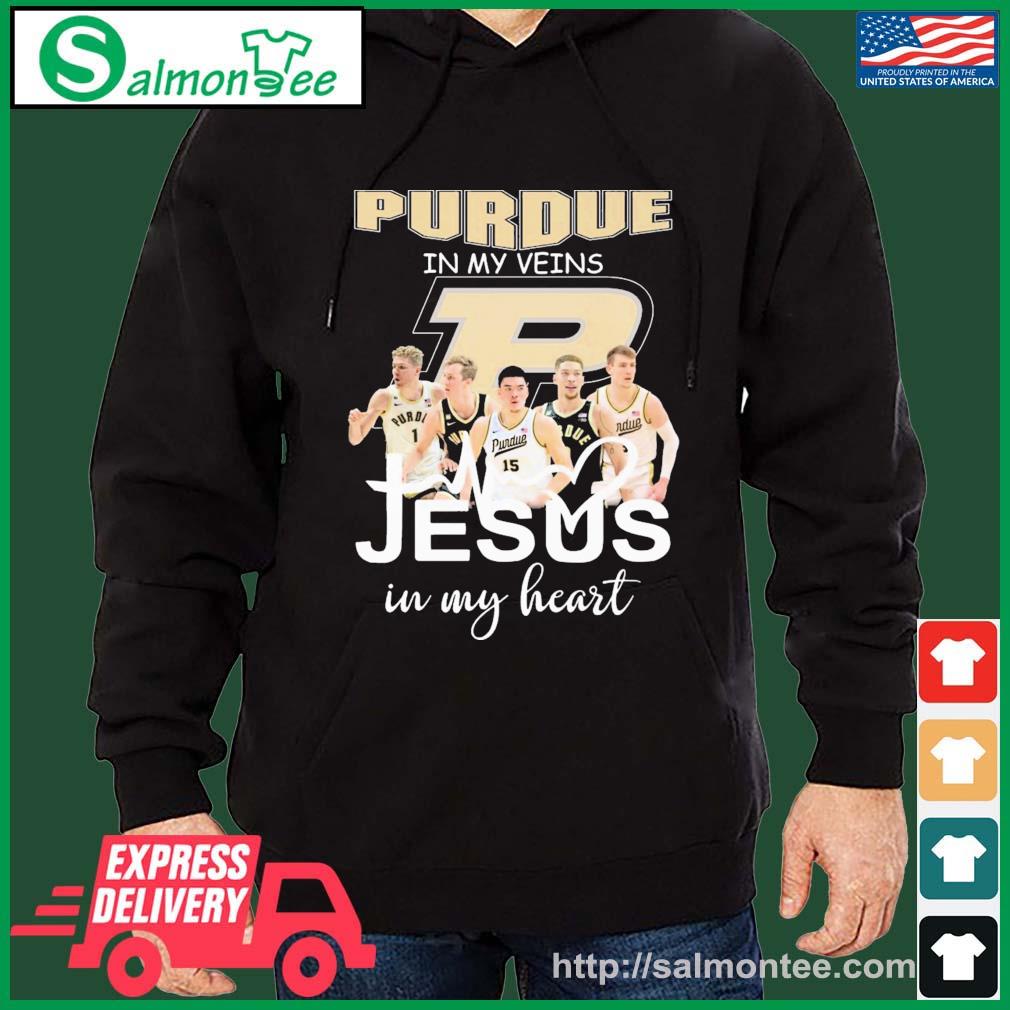 Purdue Basketball Big Ten Champions In My Veins Jesus In My Heart Shirt salmon black hoodie