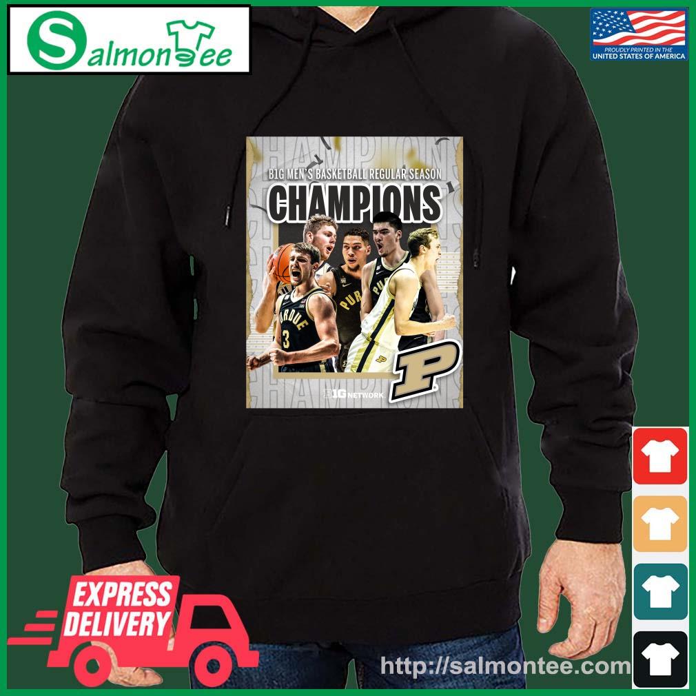 Purdue Boilermakers Team 2023 Big Ten Men's Basketball Champions Shirt salmon black hoodie