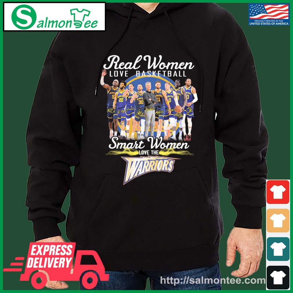 Real Women Love Basketball Smart Women Love The Golden State Warriors 2023 Signatures Shirt salmon black hoodie