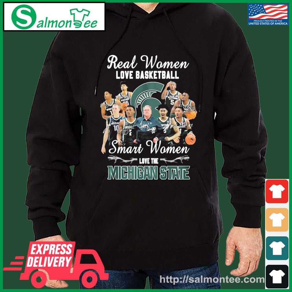 Real Women Love Basketball Smart Women Love The Michigan State Spartans 2023 Signatures Shirt salmon black hoodie