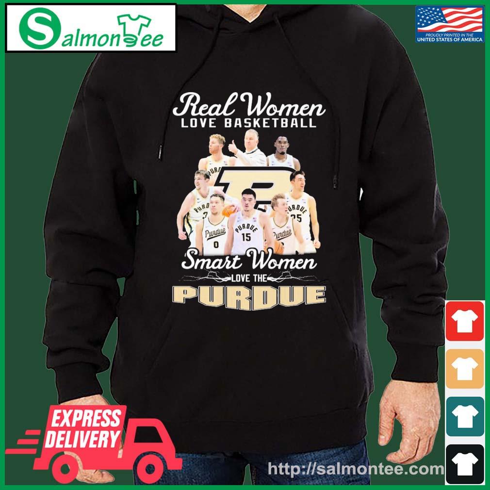Real Women Love Basketball Smart Women Love The Purdue Boilermakers 2023 Big Ten Champions Shirt salmon black hoodie