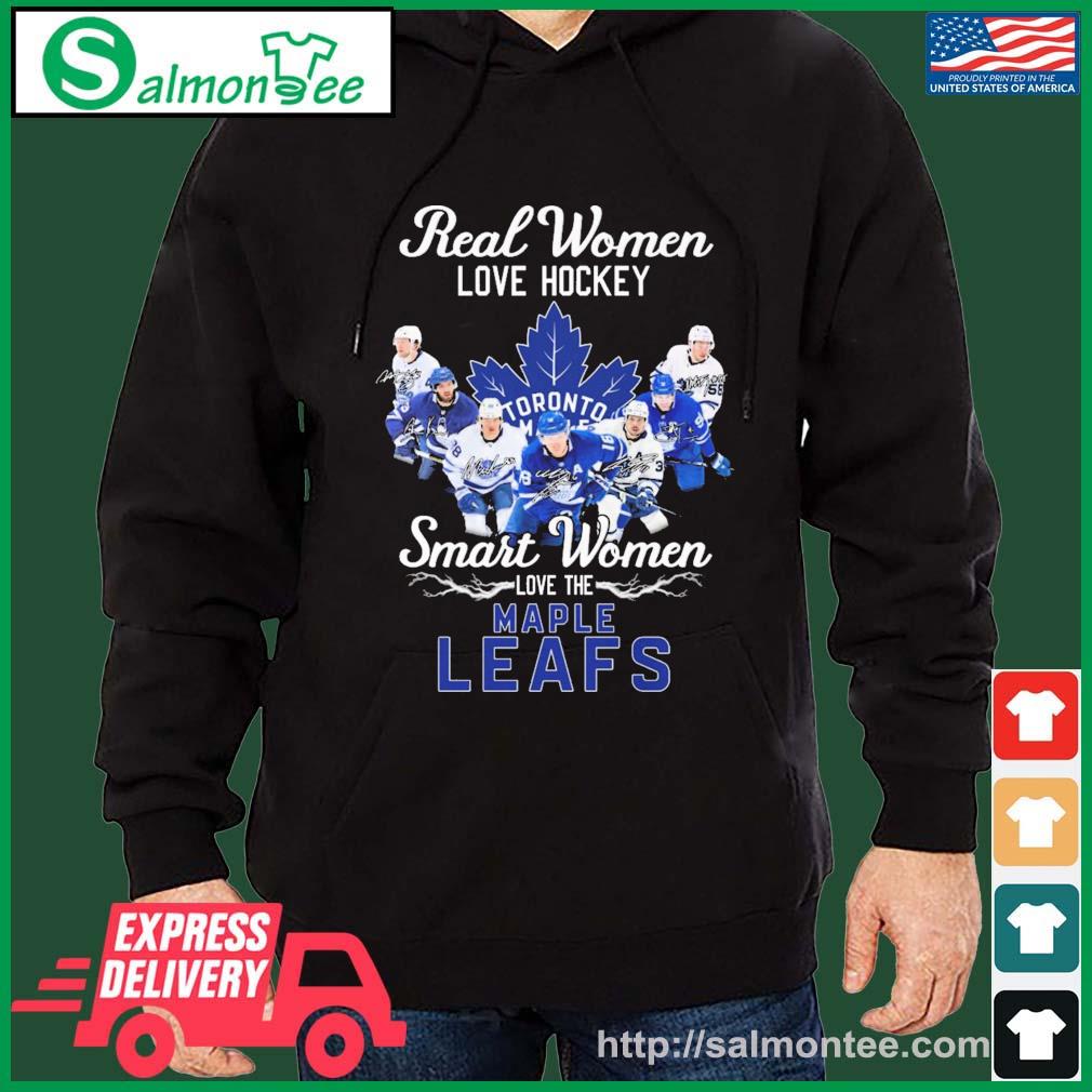 Real Women Love Hockey Smart Women Love The Toronto Maple Leafs 2023 Signatures Shirt salmon black hoodie