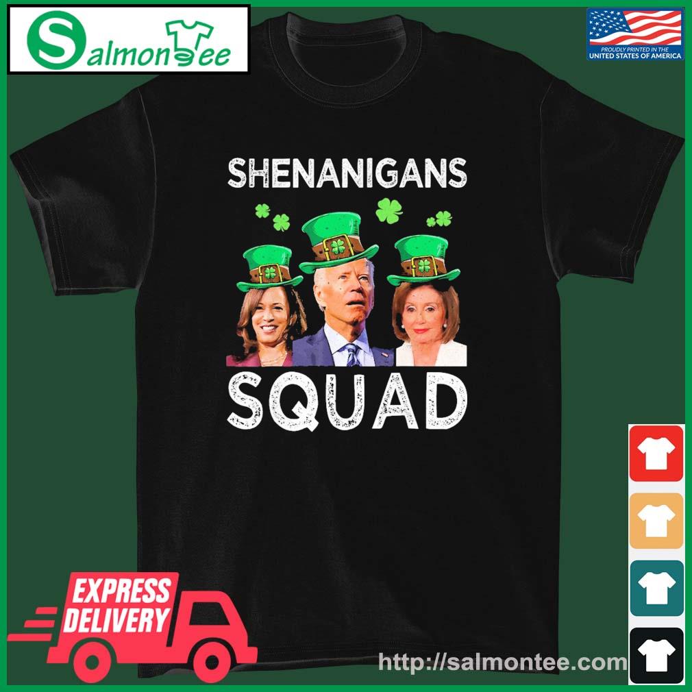 Shenanigans Squad Anti Biden Shamrock St Patrick's Day Funny T-Shirt