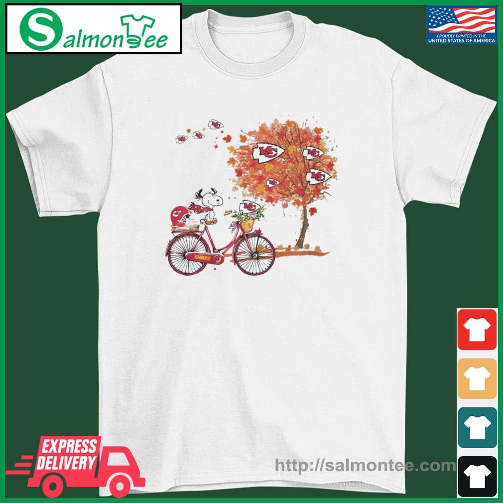 Snoopy In Fall Funny Riding Bicycle Kansas City Chiefs Shirt
