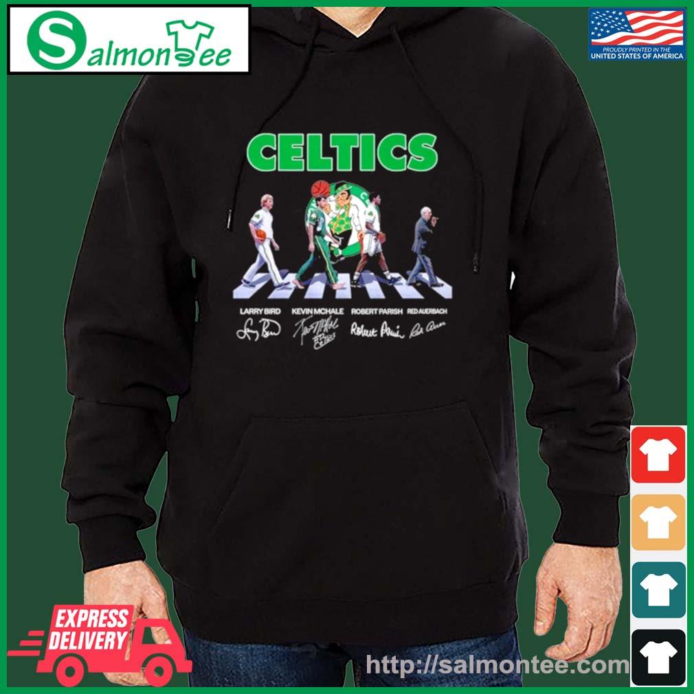 The Celtics Basketball Team Abbey Road 2023 Signatures Shirt salmon black hoodie