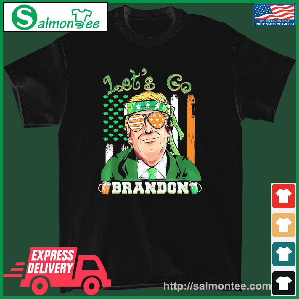 Trump Let's Go Brandon Shamrock Happy St Patrick Day Flag Shirt