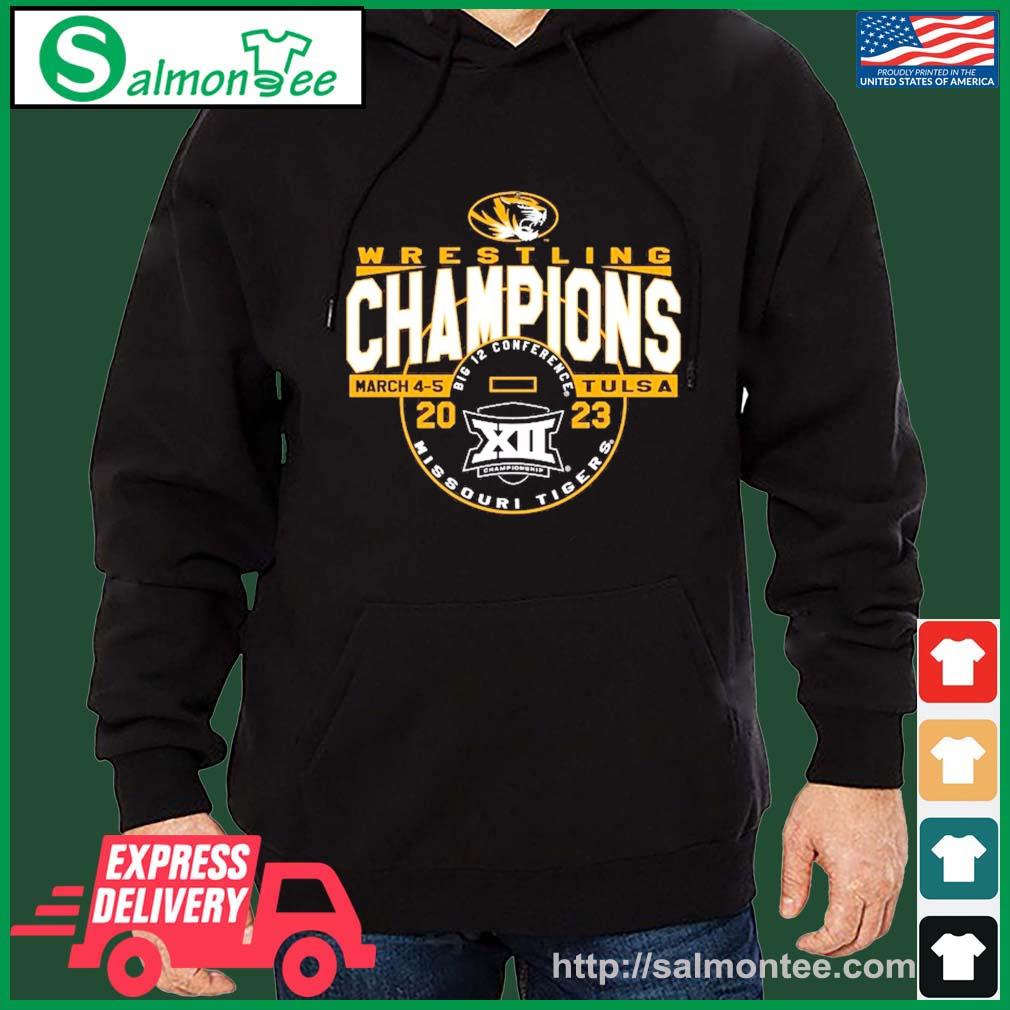 2023 Big 12 Champions Wrestling Conference Missouri Tigers Shirt salmon black hoodie