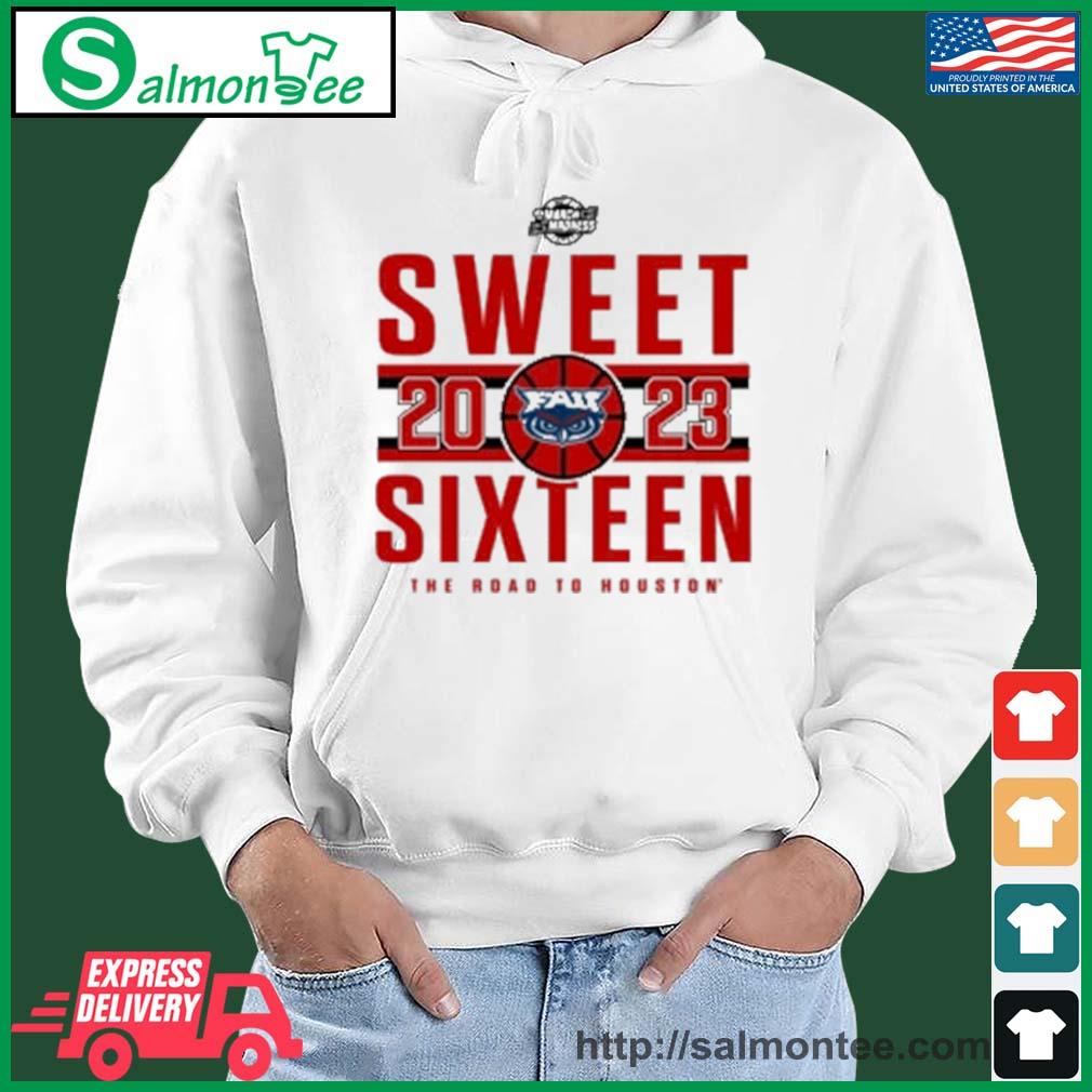 2023 Ncaa Fau Owls Men’s Basketball Sweet Sixteen The Road To Houston Shirt salmon white hoodie