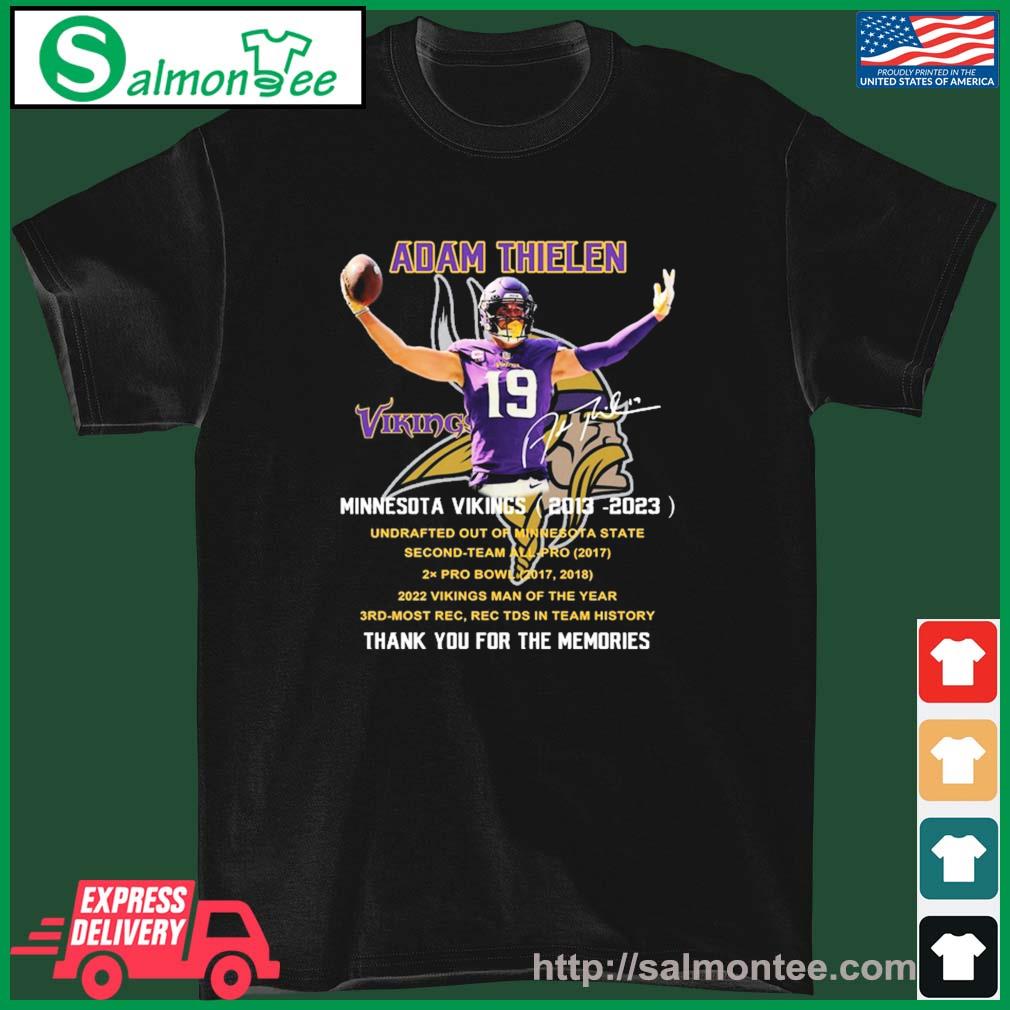 Adam Thielen Minnesota Vikings 2013-2023 Thank You For The Memories  Signature shirt, hoodie, sweater, long sleeve and tank top