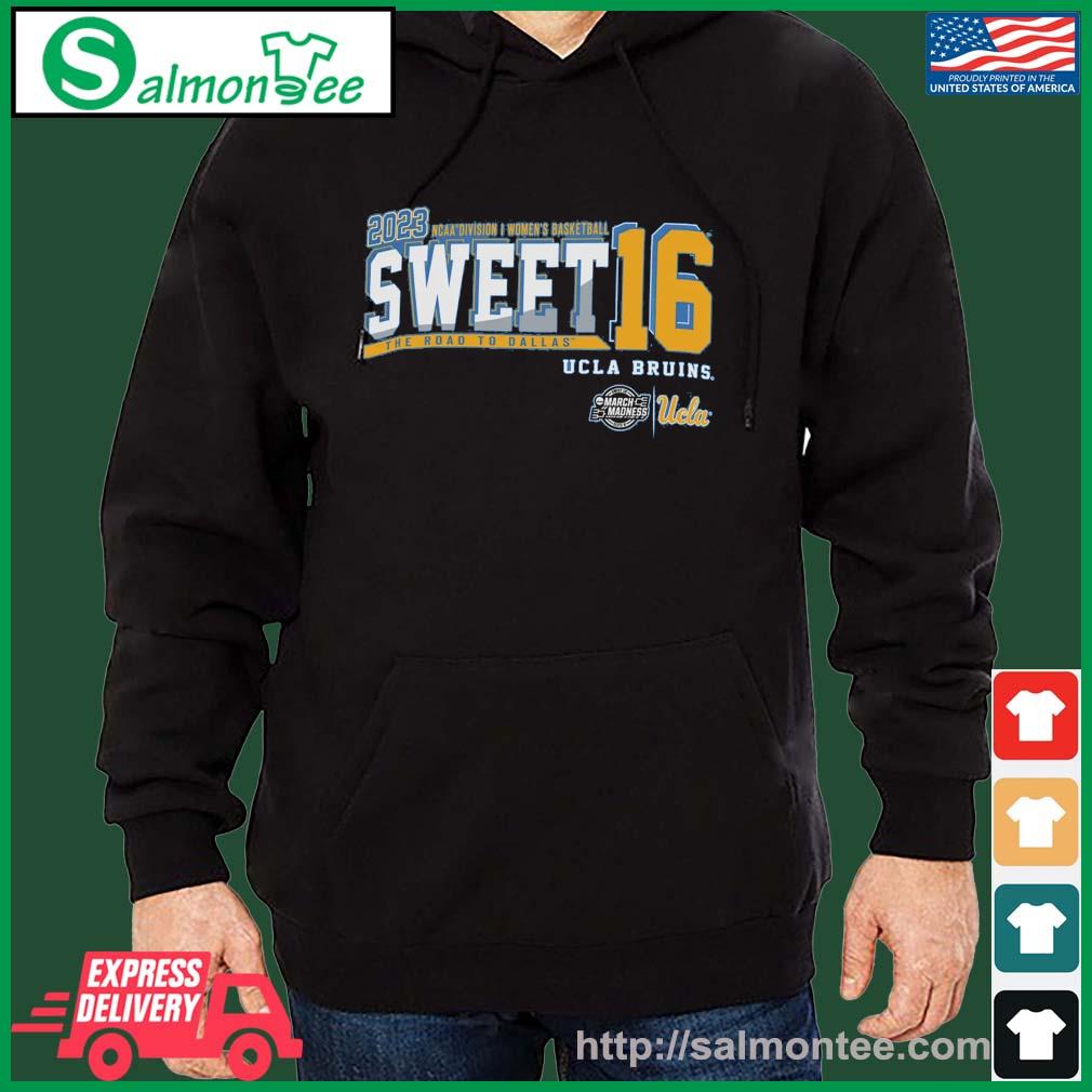 Awesome 2023 NCAA DI Women's Basketball Sweet 16 UCLA Bruins The Road To Dallas Shirt salmon black hoodie