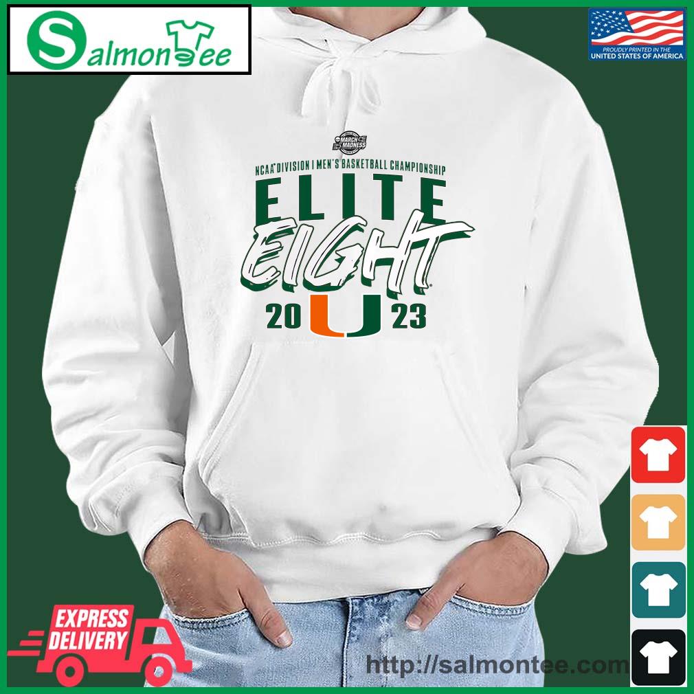Awesome miami Men's Basketball Elite 8 2023 NCAA March Madness Shirt salmon white hoodie
