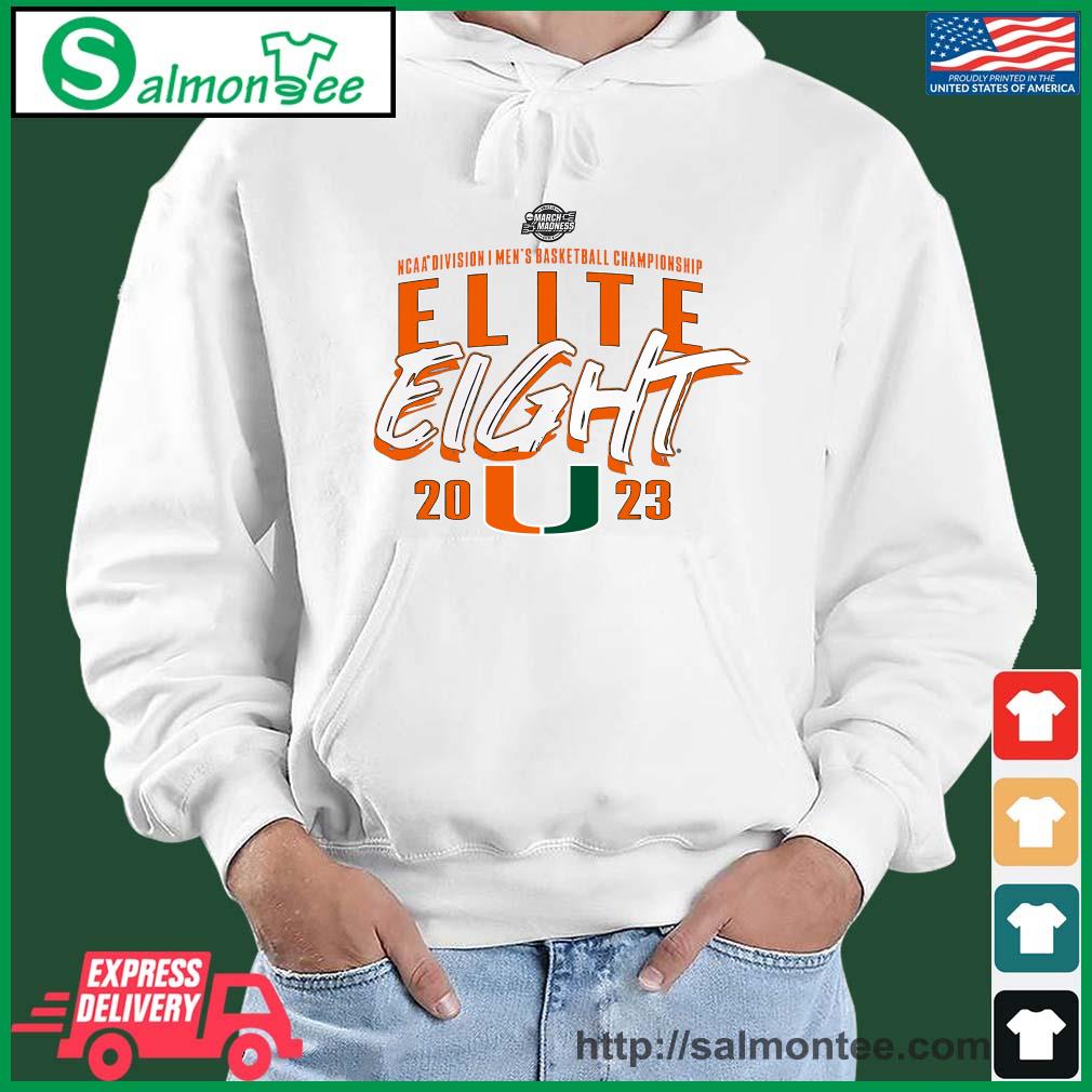 Best miami Hurricanes NCAA Men's Basketball Elite Eight 2023 Shirt salmon white hoodie