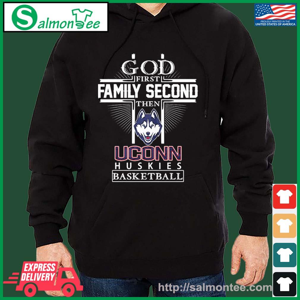 God First Family Second Then Uconn Huskies Basketball Shirt salmon black hoodie