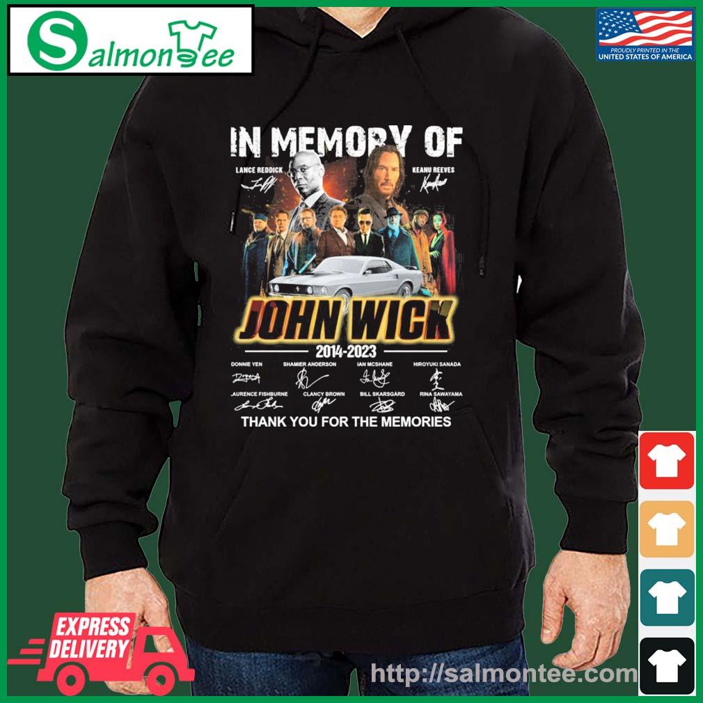 In Memory Of Lance Reddick Keanu Reeves Signature John Wick Thank You For Them Memories Shirt salmon black hoodie