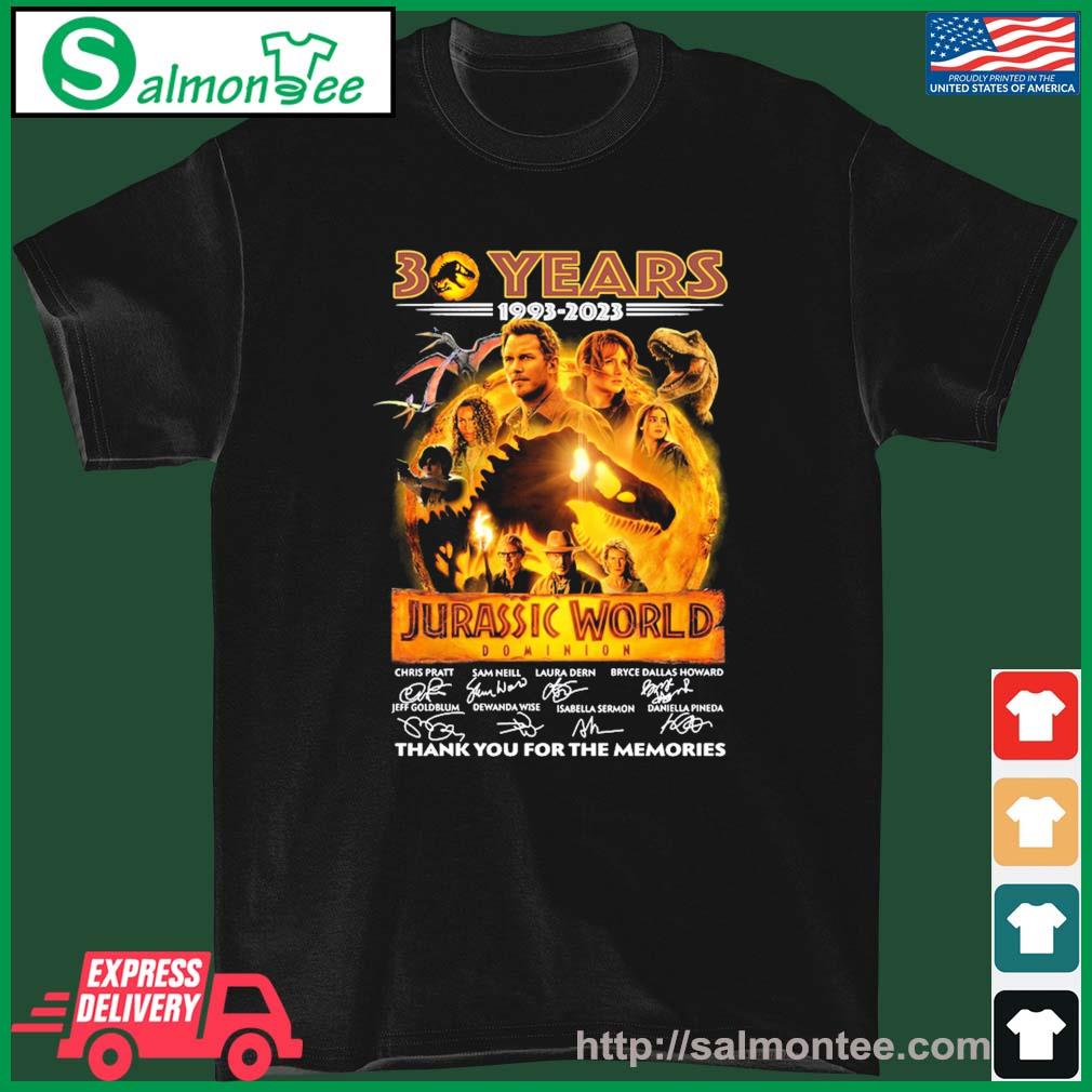 Jurassic World Dominion 30 Years 1993 2023 Thank You For The Memories Signatures Shirt