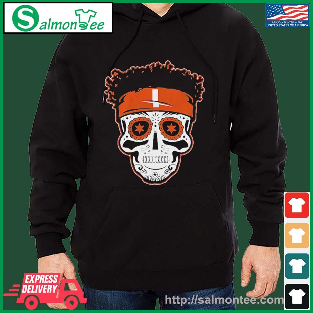 Justin Fields Sugar Skull Shirt salmon black hoodie