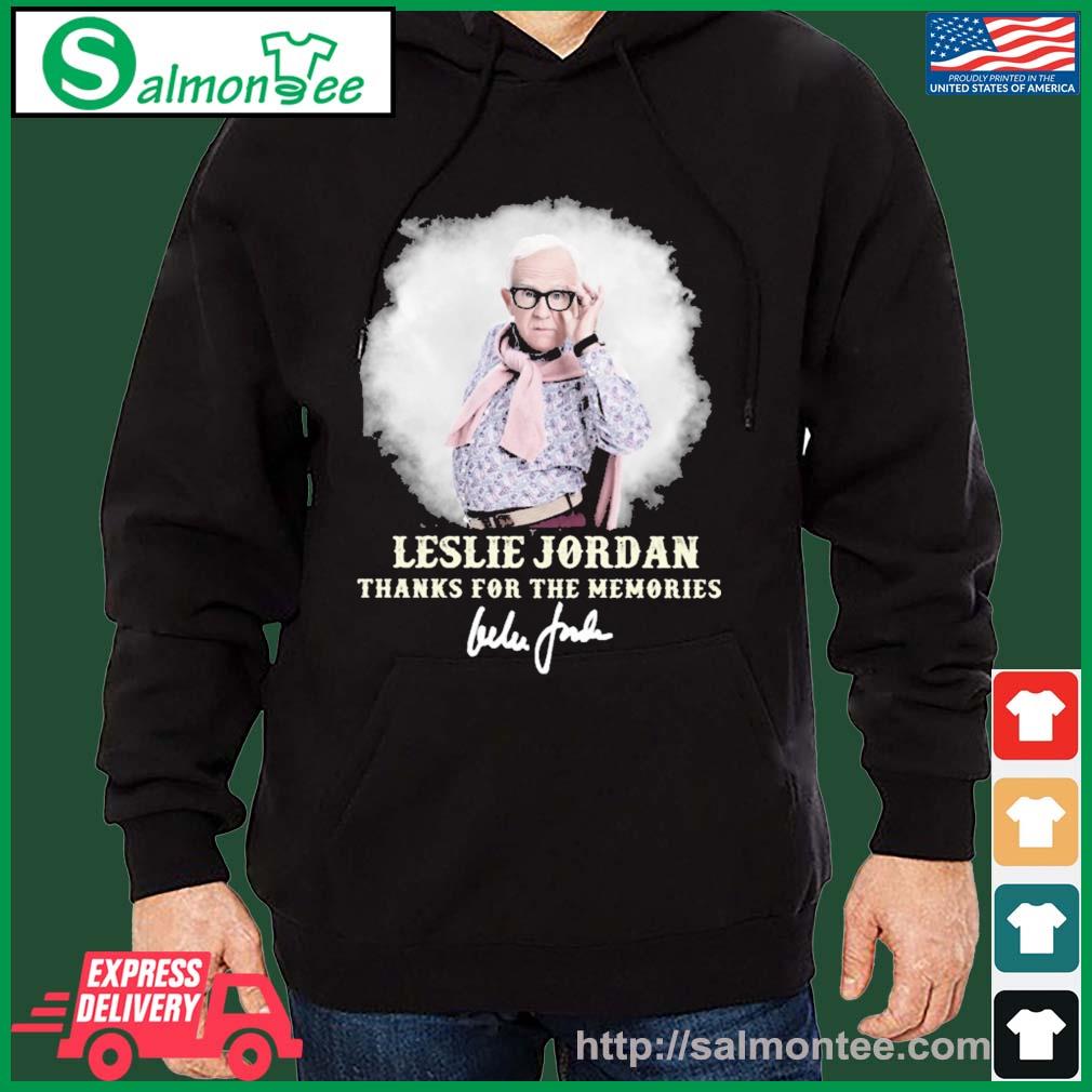 Leslie Jordan Thank You For The Memories Signature Shirt salmon black hoodie