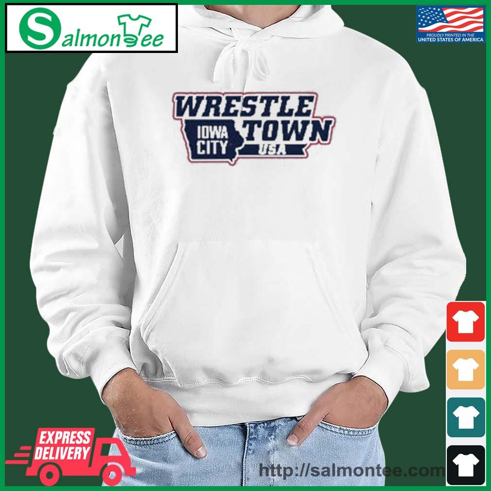 Men's Iowa City Wrestle Town Usa Shirt salmon white hoodie