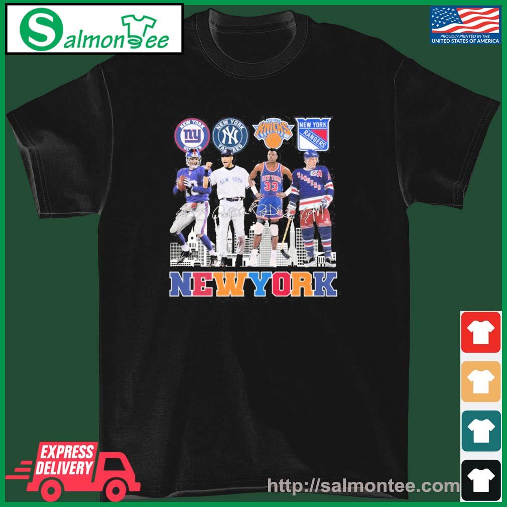 New York Giants New York Yankees New York Knicks New York Rangers City  Signature Shirt, hoodie, longsleeve, sweatshirt, v-neck tee