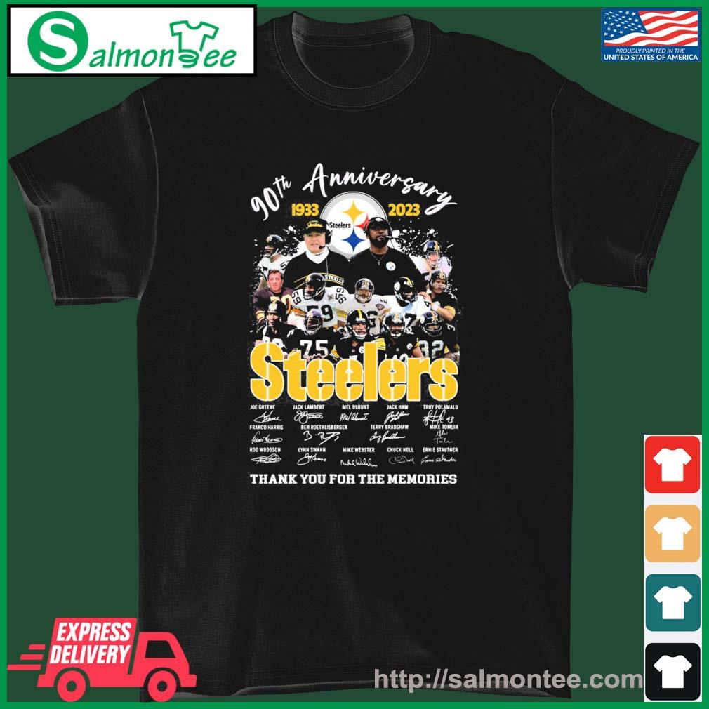 Official 90th Anniversary 1933- 2023 Steelers Signature Thank You For The Memories Shirt