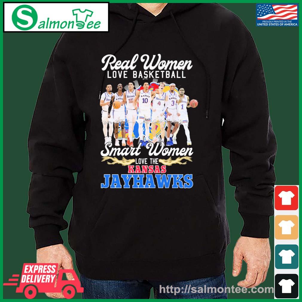 Real Women Love Basketball Smart Women Love The Kansas Jayhawks Shirt salmon black hoodie