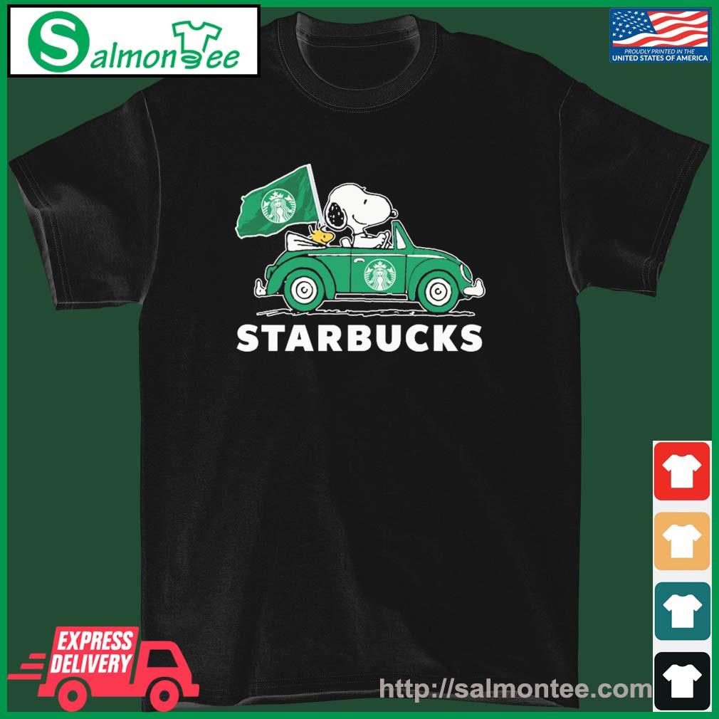 Snoopy and Woodstock Driving Beetle Starbuck Shirt