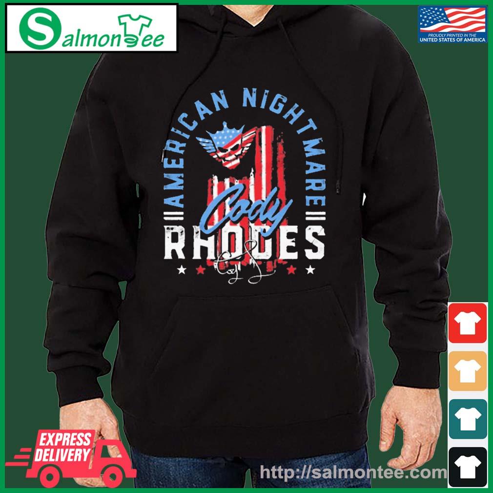 Top rhodes American Nightmare Text Shirt salmon black hoodie