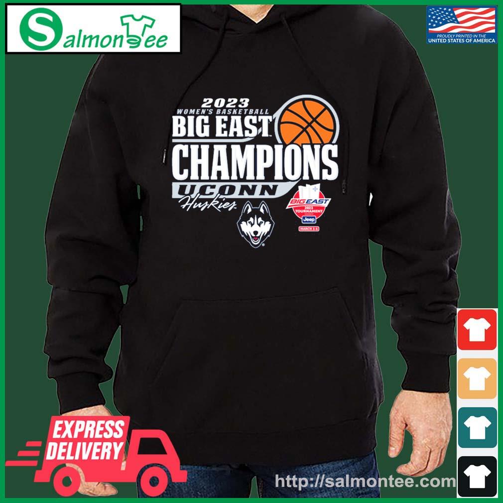 Uconn Huskies 2023 Big East Women's Basketball Conference Tournament Champions Locker Room T-s salmon black hoodie
