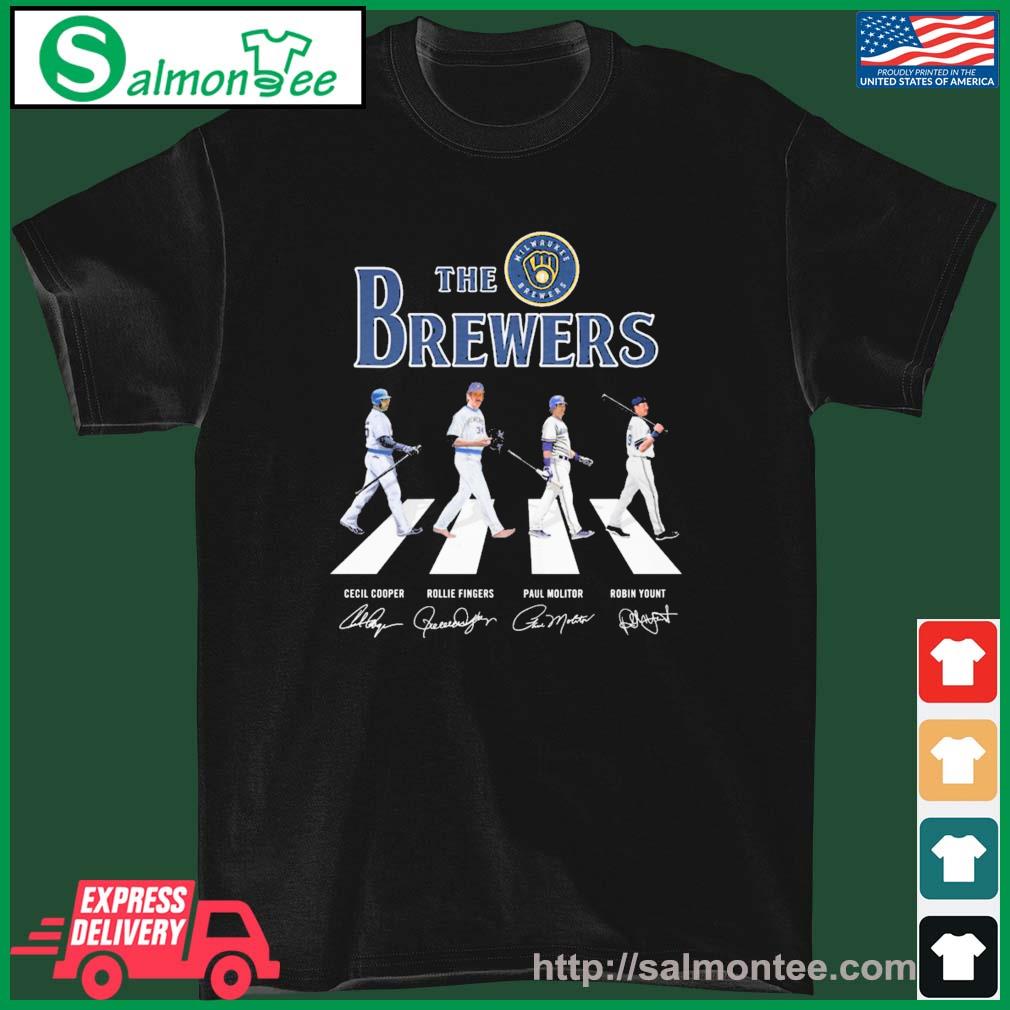 The Brewers Abbey Road Cecil Cooper Rollie Fingers Paul Molitor And Robin  Yount Signatures Shirt, hoodie, sweater, long sleeve and tank top