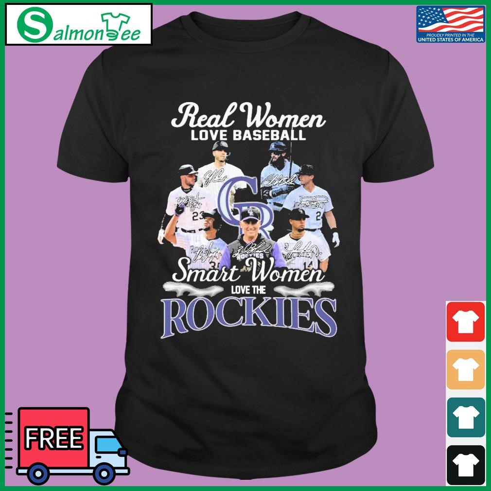 Real Women love baseball smart Women love Colorado Rockies signatures shirt,  hoodie, sweater, long sleeve and tank top