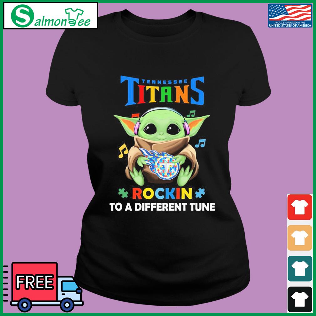 Autism Tennessee Titans Baby Yoda Rockin To A Different Tune Shirt -  Shibtee Clothing