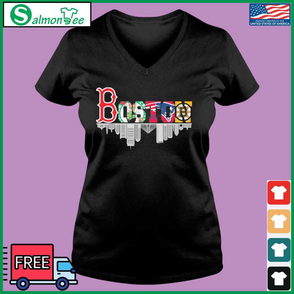 Boston Bruins New England Patriots Boston Red Sox and Boston Celtics Boston  Strong Skylines sport shirt - Limotees