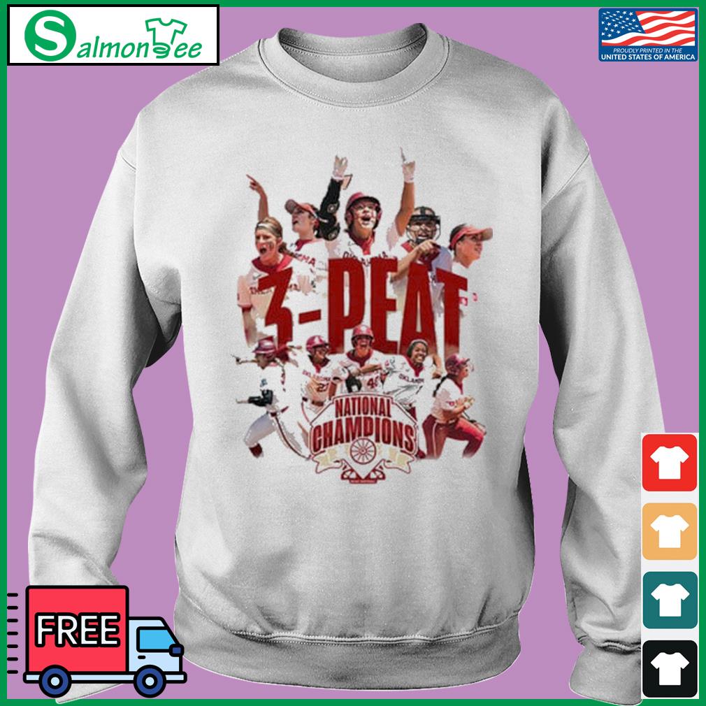 Official oklahoma Sooners 3 Peat Softball Champions 21 22 23 shirt