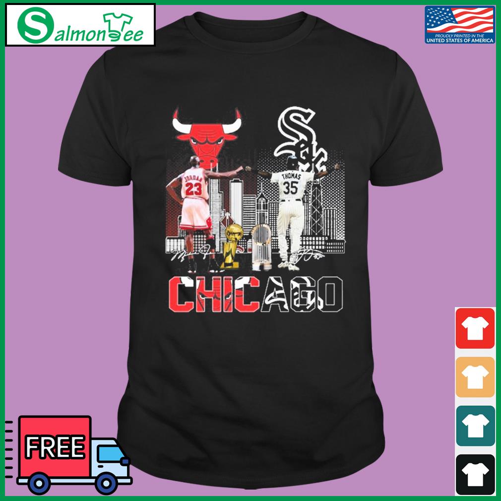 Chicago bulls & chicago white sox jordan and thomas skylines signatures 2023  shirt, hoodie, sweater, long sleeve and tank top