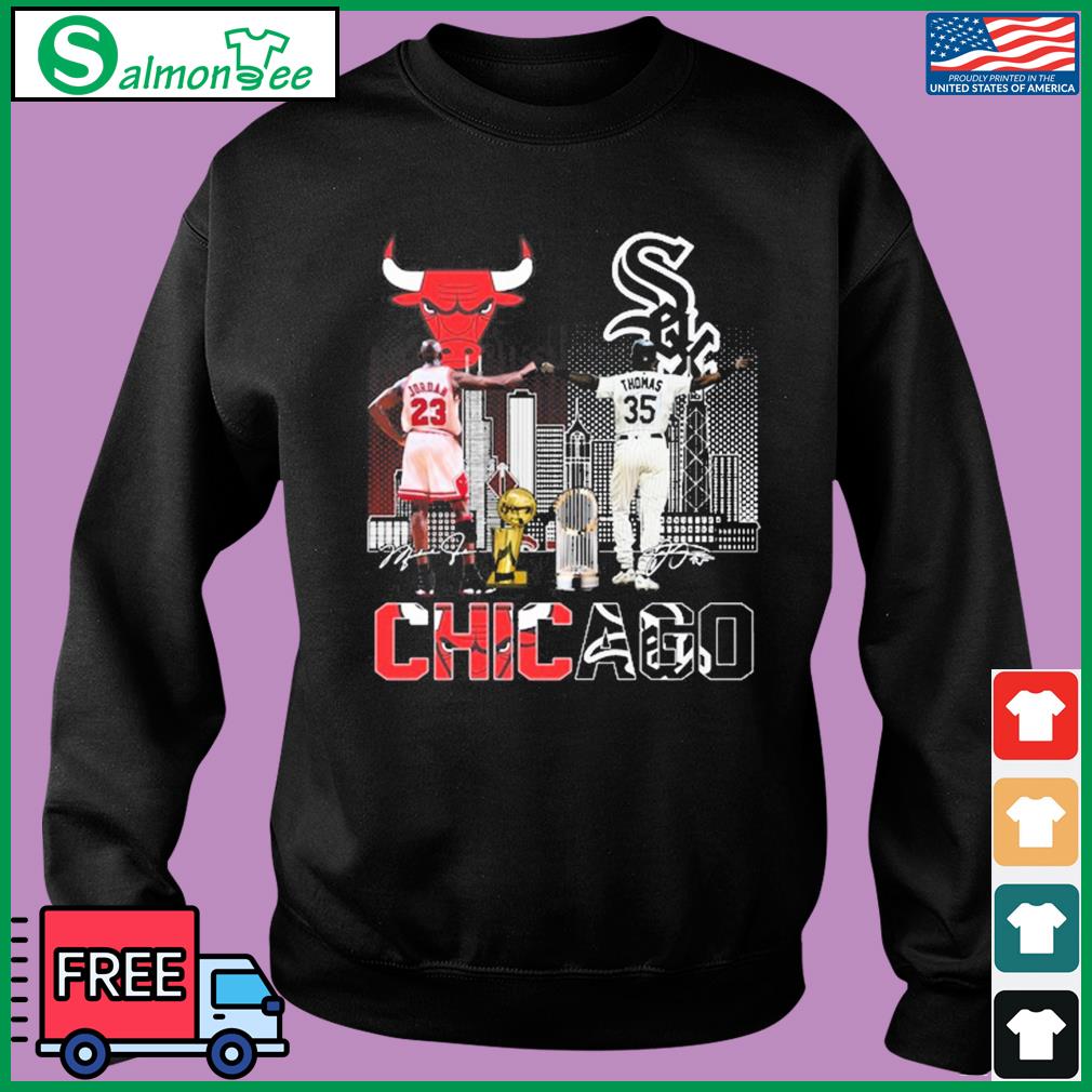 Chicago bulls & chicago white sox jordan and thomas skylines signatures 2023  shirt, hoodie, sweater, long sleeve and tank top