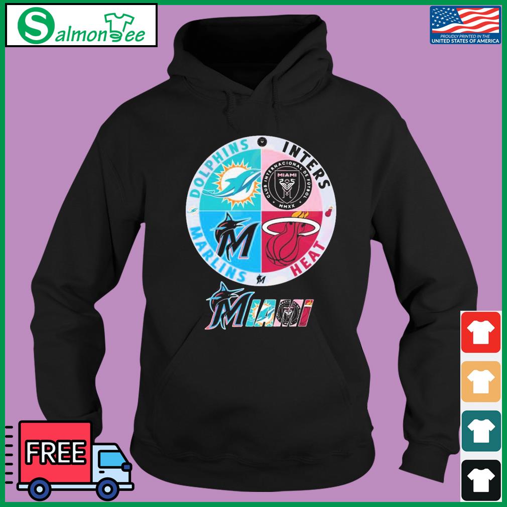 Logo MiamI dolphins marlins miamI heat champions 2023 shirt, hoodie,  sweater, long sleeve and tank top