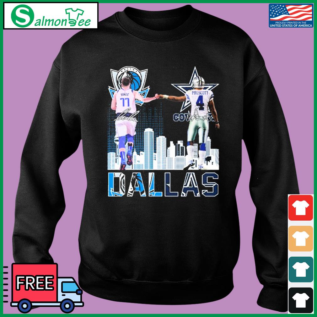 Dak Prescott and Luka Doncic Dallas Mavericks Dallas Cowboys signatures  shirt, hoodie, longsleeve tee, sweater