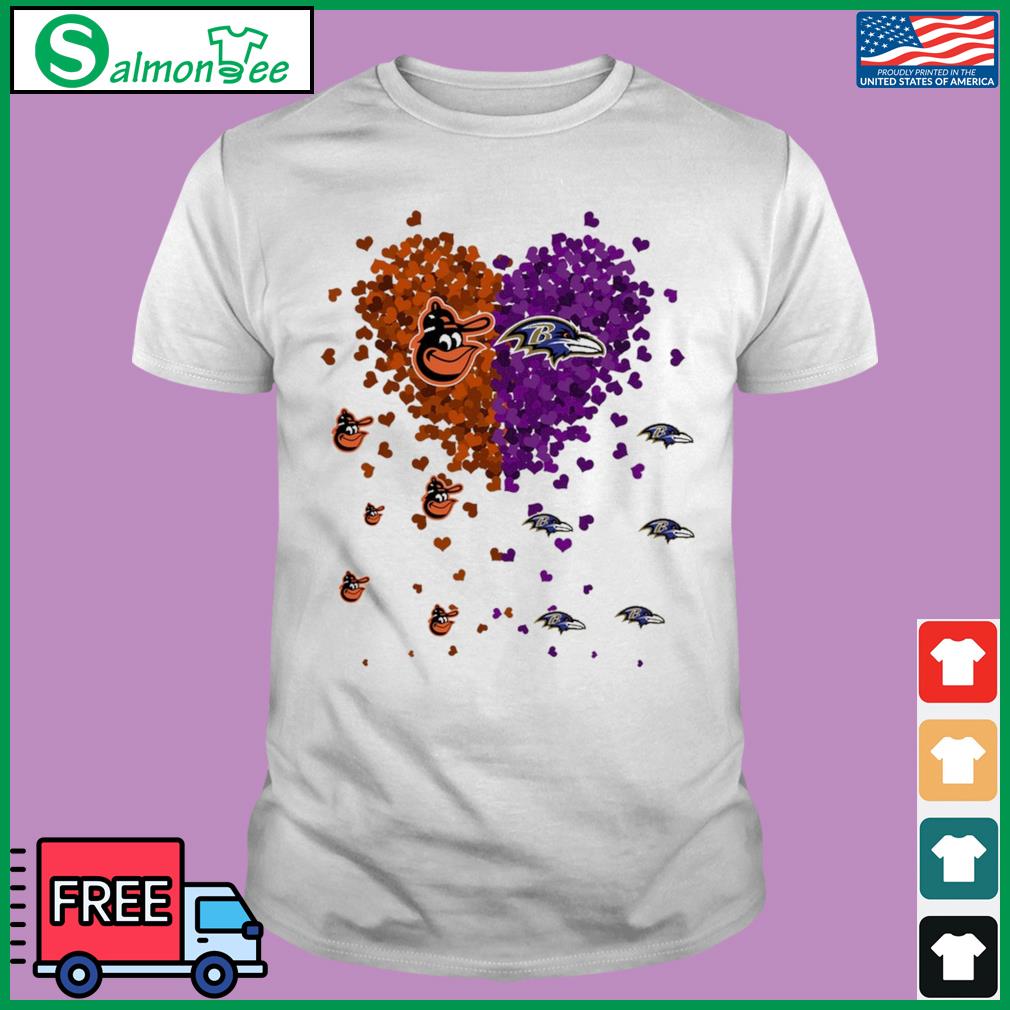 Baltimore Orioles Baltimore Ravens logo in heart Shirt - Bring