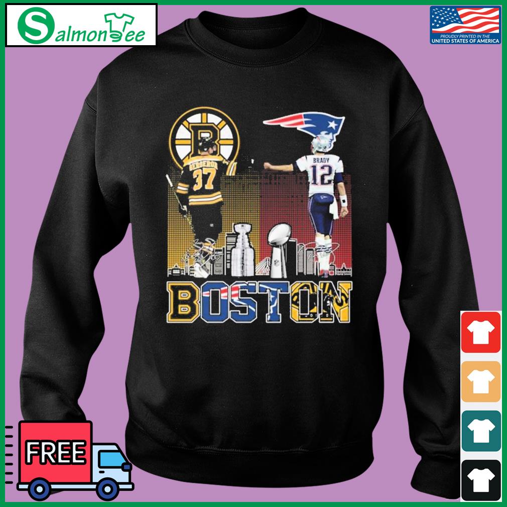 Boston Bruins Bergeron And New England Patriot Tom Brady Champions T Shirt  - Growkoc